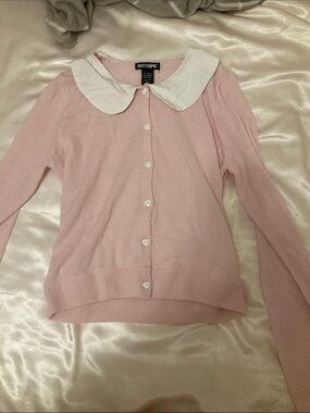 Hot Topic Light Pink Cardigan with White Peter Pan Collar